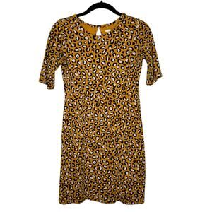 OLD NAVY / brown black leopard cheetah printed half sleeve cotton dress / XL